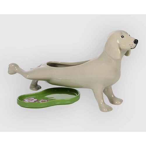 Bitten Peeing Dog Planter beige Slike