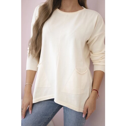 Kesi Sweater with front pockets ecru Cene