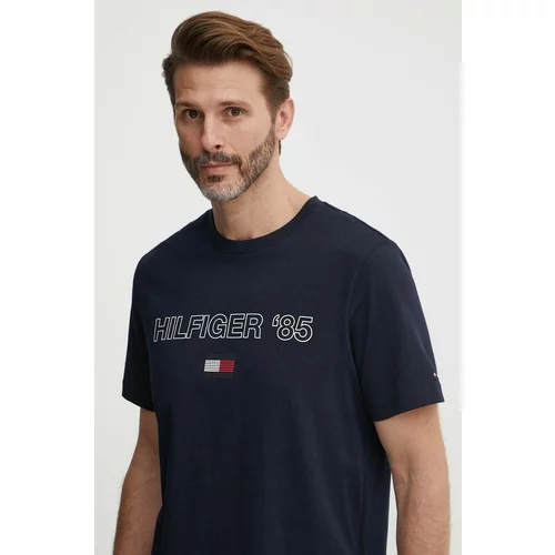 Tommy Hilfiger Pamučna majica za muškarce, boja: tamno plava, s tiskom, MW0MW34427