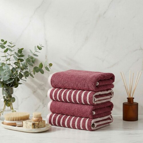 Stripe set ručnika za ruke, 4 komada, roze Cijene
