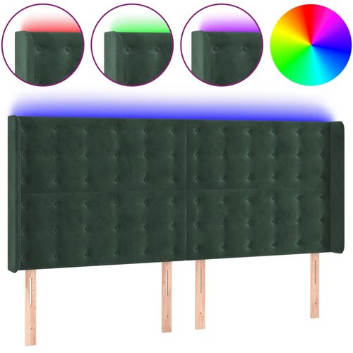 Maison Chic LED posteljno vzglavje - Vzglavna omarica temno zeleno 163x16x118/128 cm žamet, (22077099) Slike
