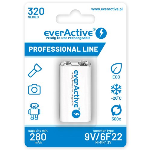 EverActive Rechargeable batteries Ni-MH 6F22 9V 320 mAh Professional Line Cijene