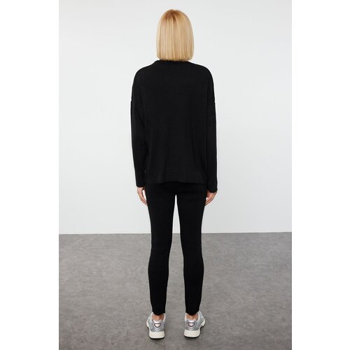 Trendyol Black Wide Fit Turtleneck Knitwear Bottom-Top Set Cene