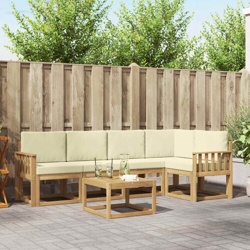  Set vanjskih sofa 6 kom. Bijela i krem Čvrsto drvo akacije Cene