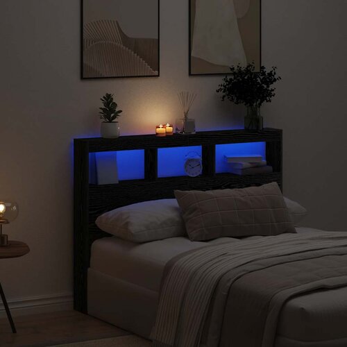 Ormarić za uzglavlje LED boja crni hrasta 140x17x102 cm Slike