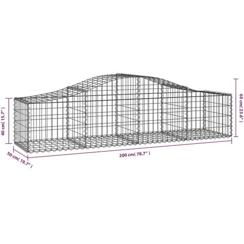  Lučne gabionske ko&amp;scaron;are 4 kom 200x50x40/60 cm pocinčano željezo Slike
