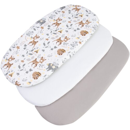 Medi Partners 3 &amp;ndash; Pak &amp;ndash; Fitted sheet for stroller &amp;ndash; cotton &amp;ndash; Jelonki &amp;ndash; White &amp;ndash; Gray Slike