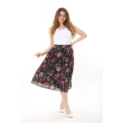 Şans Women's Plus Size Colorful Elastic Waist Lined Pleat Tulle Skirt Cene