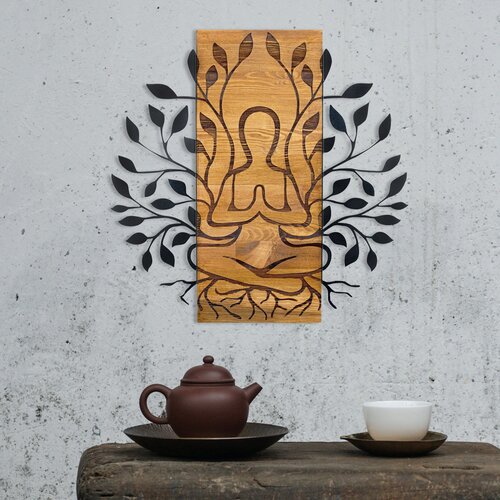 Meditation black walnut decorative wooden wall accessory Slike