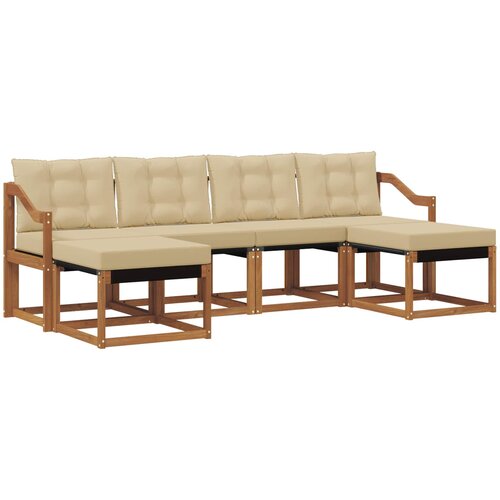  Set vanjskih sofa 6 kom. Prirodna i bež Smeđa 245 x 122,5 x 73 cm Slike