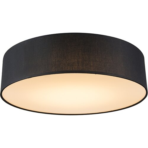 QAZQA Stropna svetilka črna 40 cm vključno z LED - Drum LED Slike