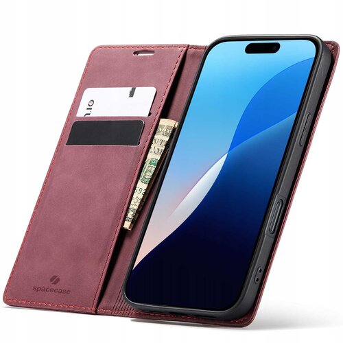 Spacecase WALLET OVITEK ZA IPHONE 16 RED CASE USNJENA DENARNICA, (21967538) Cene