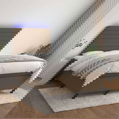  Krevet box spring s madracem LED tamnosmeđi 120x200 cm tkanina Cene