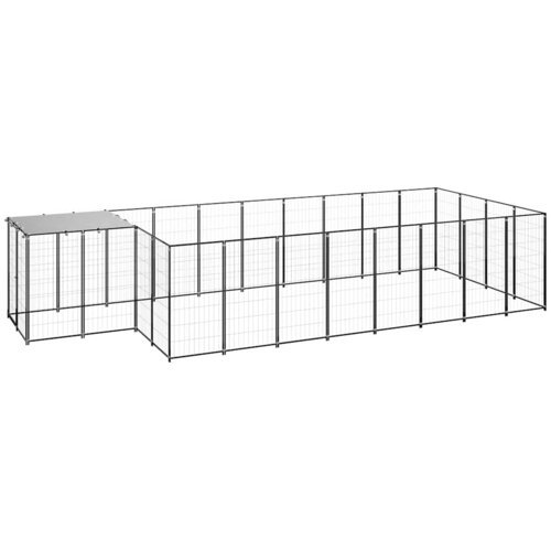  Kavez za pse crni 10,89 m&amp;sup2; čelični Slike