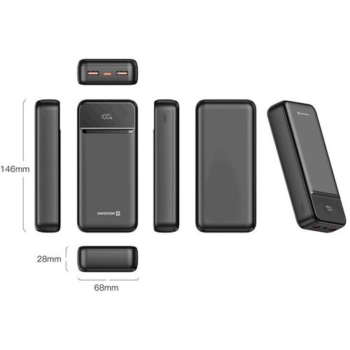 Swissten Dodatna baterija - Power Bank 20000mAh, max 22,50W, USB-C, 2xUSB-A Cijene