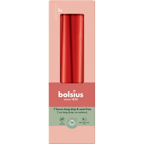 Bolsius Essentials stožčaste sveče (8 kosov) - nežna rdeča Slike