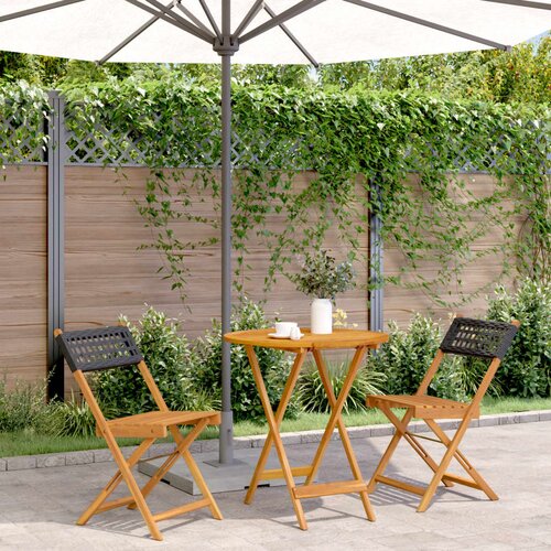 VidaXL 3-dijelni bistro set od poliratana i masivnog drva crni Slike