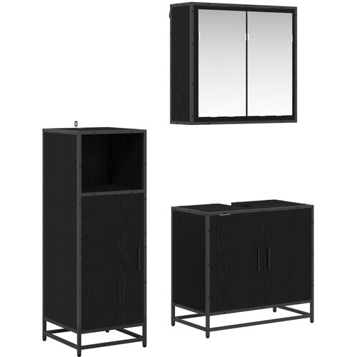  Set namje&scaron;taja za kupaonicu 3 kom. Crni hrast 60 x 33 x 60 cm Cijene