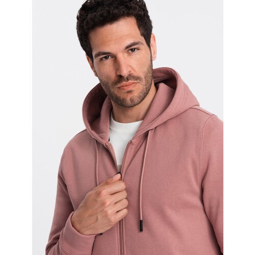 Ombre BASIC men's unbuttoned cotton sweatshirt - dark pink Cene