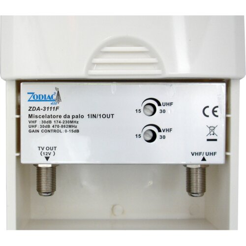 Zodiac Antenski ojačevalnik, 1 vhod 1 izhod, 15/30dB - ZDA-3111F Slike