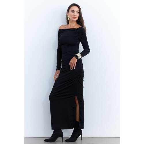 Cool &amp;amp; Sexy Women&amp;#039;s Black Draped Maxi Dress SHR7 Slike