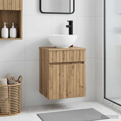  Umivaonik s policom za zid Hrast artisan 39 x 41 x 64,5 cm Cene
