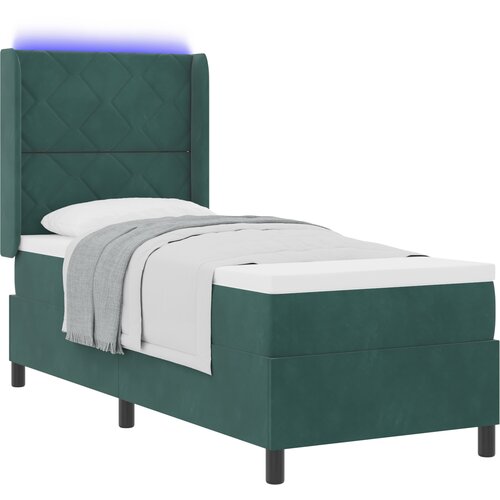 VidaXL Box Spring postelja z vzmetnico in LED temno zelena 80x200 cm žamet, (22049474) Slike
