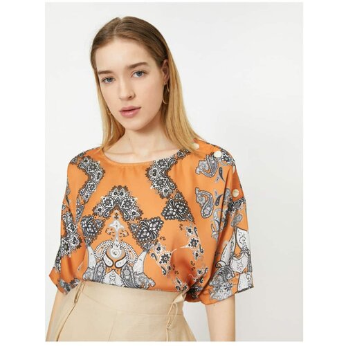 Koton Women&amp;#039;s Orange Patterned Blouse Slike