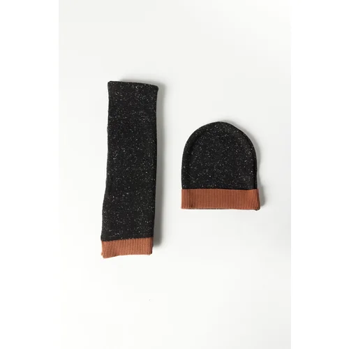 AC&Co / Altınyıldız Classics Men's Anthracite-brown Scarf-Beanie Set