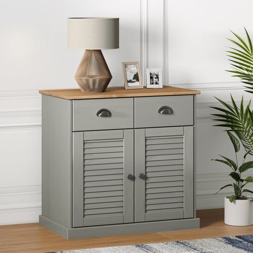 VidaXL Komoda s predali VIGO 78x40x75 cm siva trdna borovina Slike