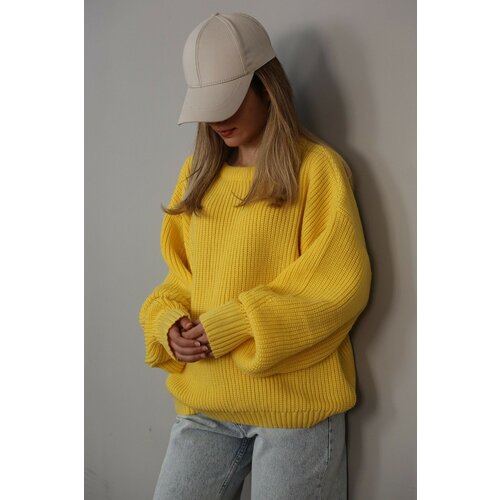 Madmext Sweater - Yellow - Oversize Cene