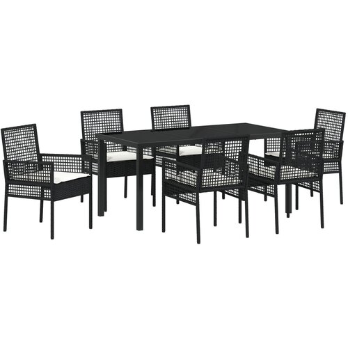 VidaXL 7-delni vrtni jedilni set z blazinami črnega poli ratana, (22087641) Slike