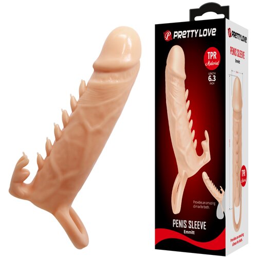 Pretty Love Emmitt navlaka za penis sa bodljicama i prstenom &amp;mdash; TPE, 16 cm &amp;mdash; BI 26246 Slike