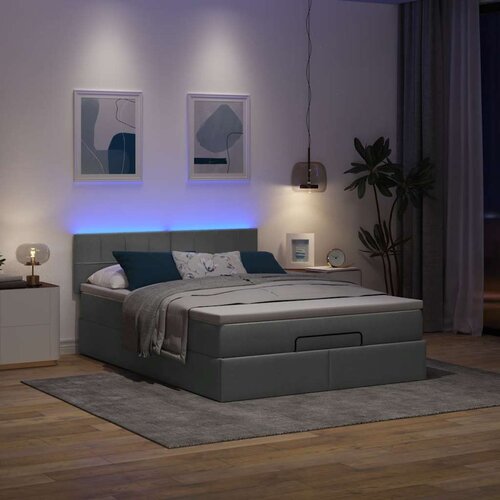 vidaXL Otomanska postelja z vzmetnico siv 140x190 cm blago Cene