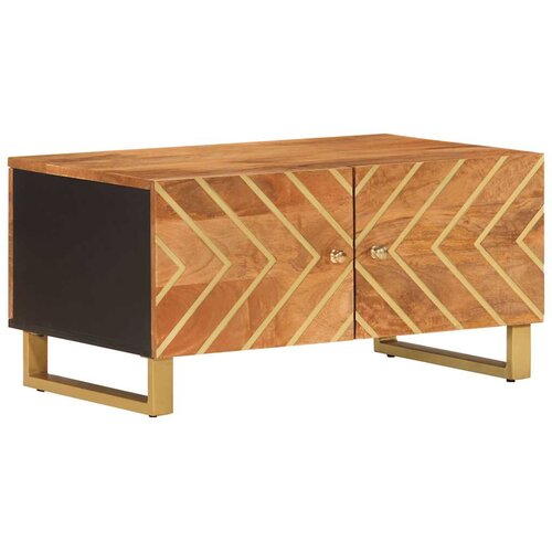  Stolić za kavu smeđe-crni 80x50x40 cm od masivnog drva manga Slike