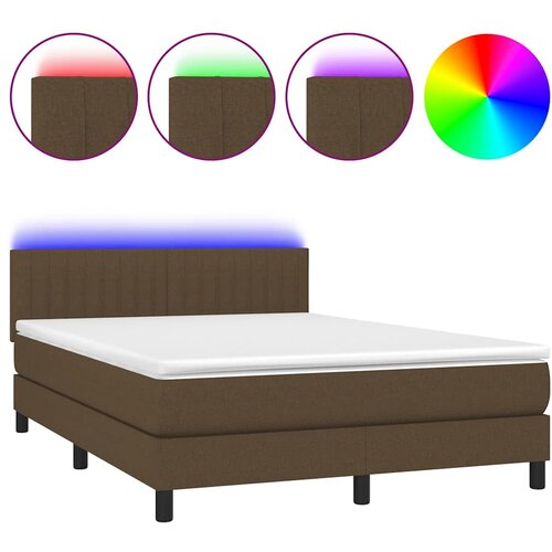  box spring s madracem LED tamnosmeđi 140x190 cm tkanina Slike