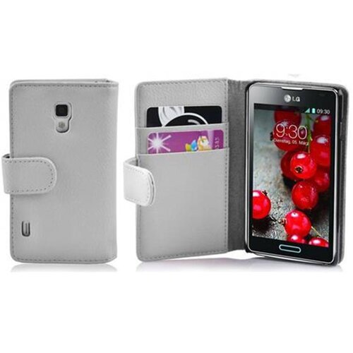 Cadorabo Ohi&scaron;je, združljivo z LG OPTIMUS L7 II v snežno bela - Za&scaron;čitni ovitek iz teksturiranega umetnega usnja in žep za kartice, (20550617) Cene