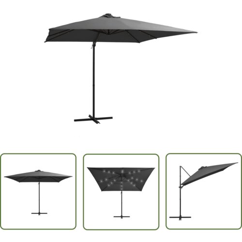  The Living Store Stranski senčnik LED in kovinski drog 250x250 cm antraciten - Stranski Senčnik, (21742661) Cene