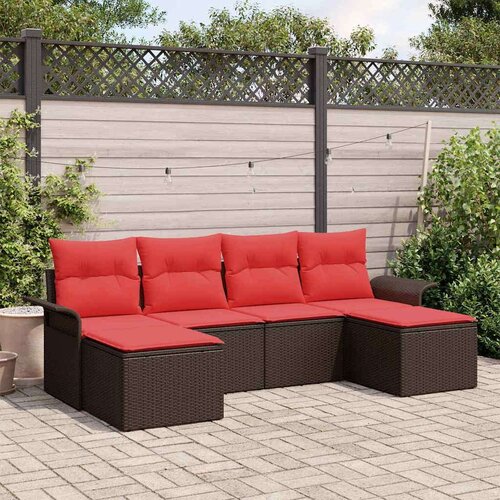  Vrtna sedežna garnitura z blazino 6 pcs Rjava poli ratan, (5000146132) Cene