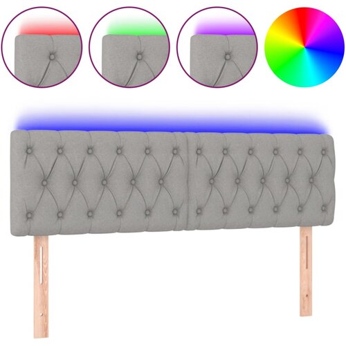 Maison Chic led posteljno vzglavje - vzglavna omarica - nočna omarica svetlo sivo 144x7x78/88 cm blago, (21707720) Slike
