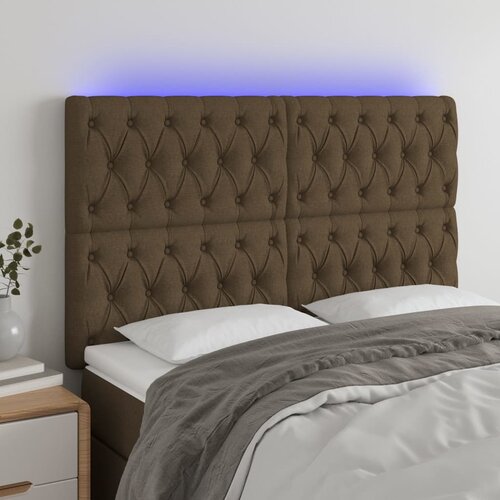  LED uzglavlje tamnosmeđe 144x7x118/128 cm od tkanine Cene