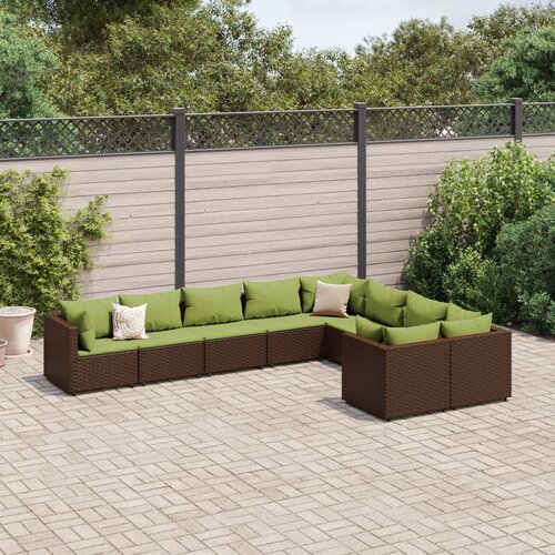 vidaXL 9-dijelni set vrtnih sofa s jastucima poliratan smeđi Cijene
