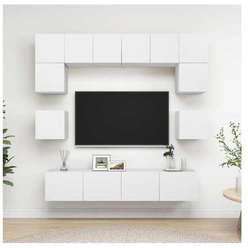  8-dijelni set TV ormarića bijeli od iverice Cijene