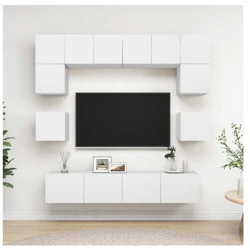  Komplet TV omaric 8-delni bela iverna plo&scaron;ča Cene