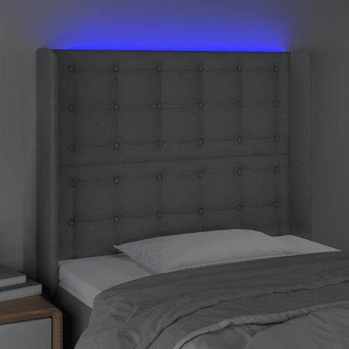 LED uzglavlje svjetlosivo 93 x 16 x 118/128 cm od tkanine Slike