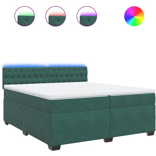 vidaXL Box spring postelja z vzmetnico temno zelena 200x200 cm žamet, (21308732) Cene