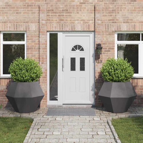 vidaXL Cvetlično korito 2 pcs Črna 100 x 100 x 80 cm Jeklo Cene