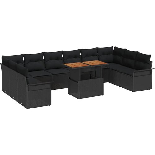  Sjedeća garnitura za vrt 11 kom. Crna poliratan 100 x 55 x 73 cm Slike