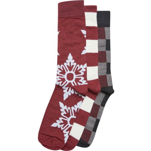 Urban Classics Accessoires Christmas socks Snowflake 3-pack - burgundy Slike
