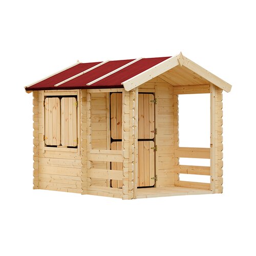 Timbela Zunanja otroška hiška, 19 mm deske - Lesena igralna hiška s podom V145 x 182 x 146 cm / 1,1 m2 - M501, naravni les, (21827976) Cene